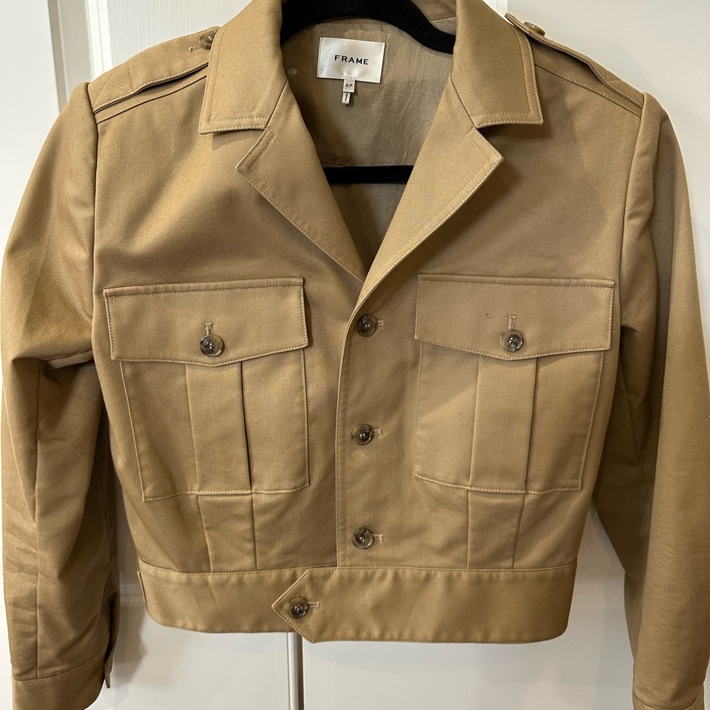 Beautiful FRAME cropped utility jacket. Still full price at Saks.